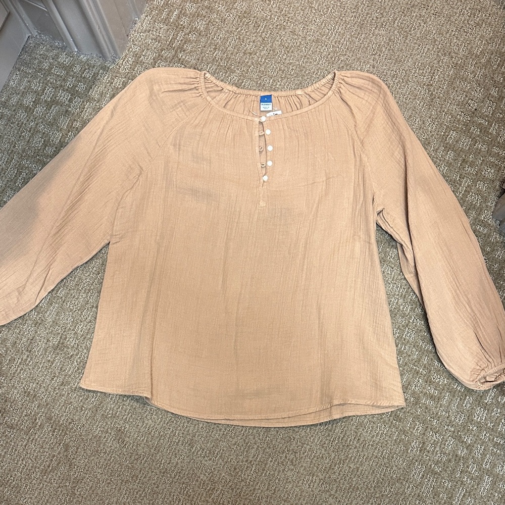 Old Navy Tan Blouse with Button Detail